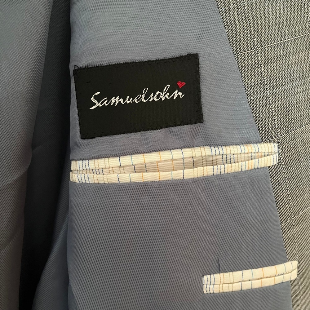 Samuelsohn SB Greenwich Grey Glen Plaid Wool Blazer Sport Coat Mens 42R Canada